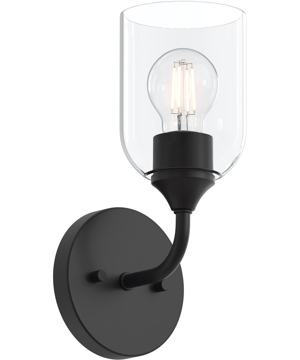 Ilia 1-Light Wall Sconce with Clear Glass Shade Matte Black