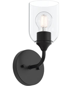Ilia 1-Light Wall Sconce with Clear Glass Shade Matte Black