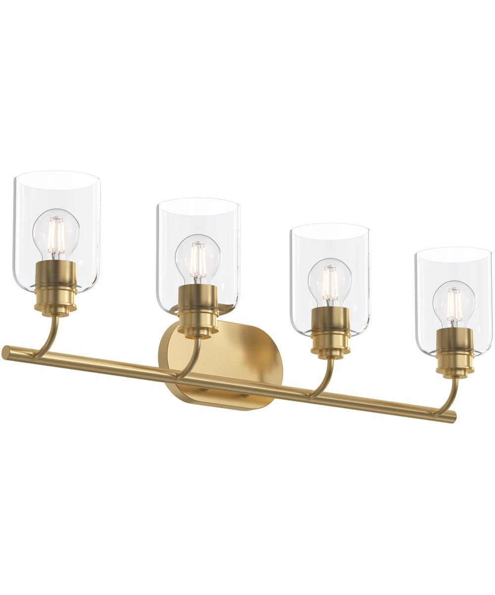 Reines 4-Light Bath Vanity with Clear Glass Shades Brushed Gold