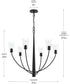 Jheni 6-Light Chandelier with Clear Glass Shades Matte Black
