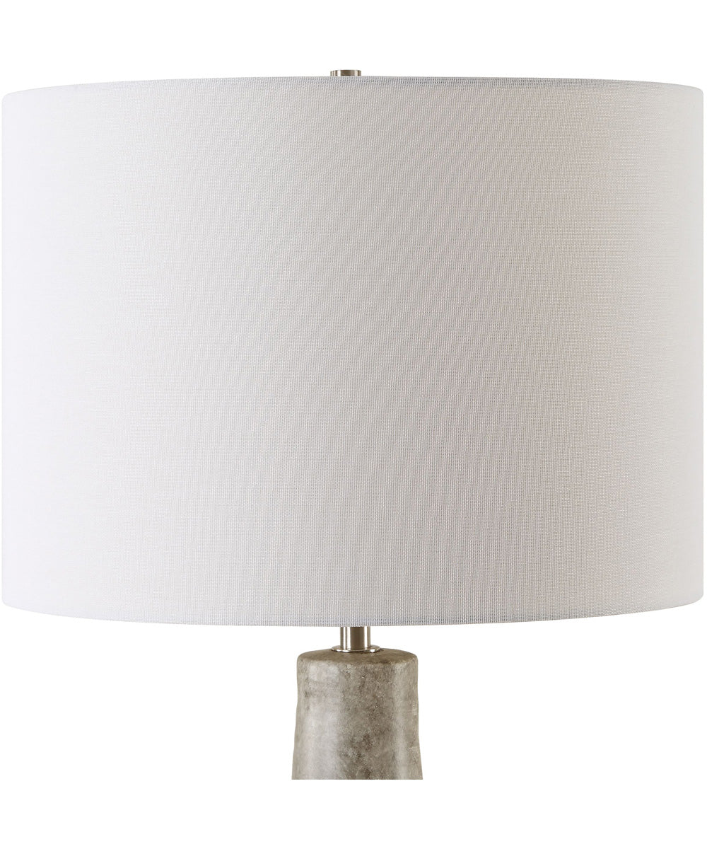 Ceramic Gourd Table Lamp in Ivory with Off-White Linen