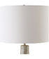 Ceramic Gourd Table Lamp in Ivory with Off-White Linen