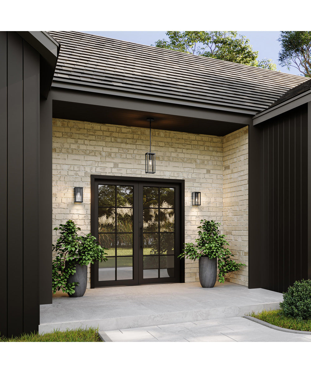 Ryle 1-Light Small Wall Lantern with Clear Glass Panels Matte Black