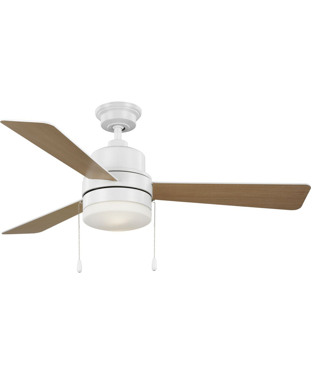 Trevina V 52" 3-Blade Indoor Ceiling Fan with Light Kit White Opal Shade Satin White