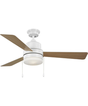 Trevina V 52" 3-Blade Indoor Ceiling Fan with Light Kit White Opal Shade Satin White