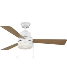 Trevina V 52" 3-Blade Indoor Ceiling Fan with Light Kit White Opal Shade Satin White