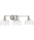 Singleton 3-Light 26.5" Farmhouse Vanity Light with Clear Glass Shades Brushed Nickel