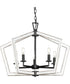 Galloway 5-Light 19.25" Modern Farmhouse Chandelier with Distressed White Accents Matte Black