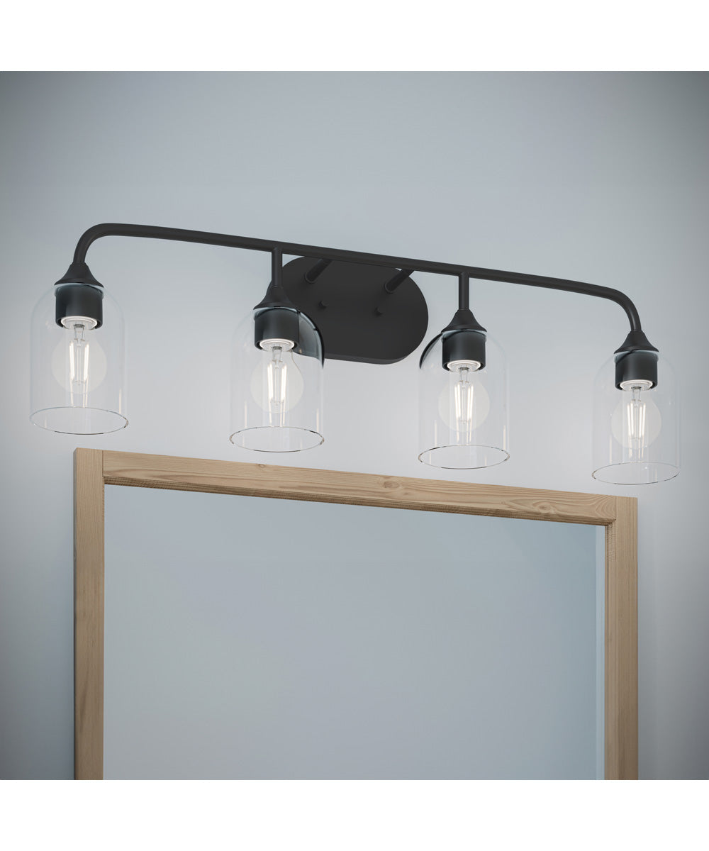 Ilia 4-Light Bath Vanity with Clear Glass Shade Matte Black