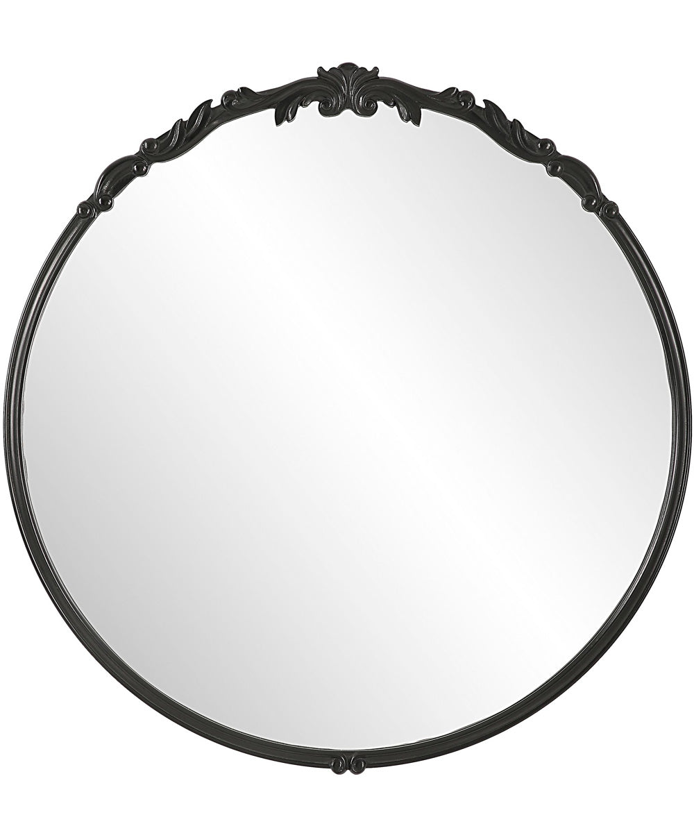 30x31" Wall Mirror Satin Black with Light Gray Glaze