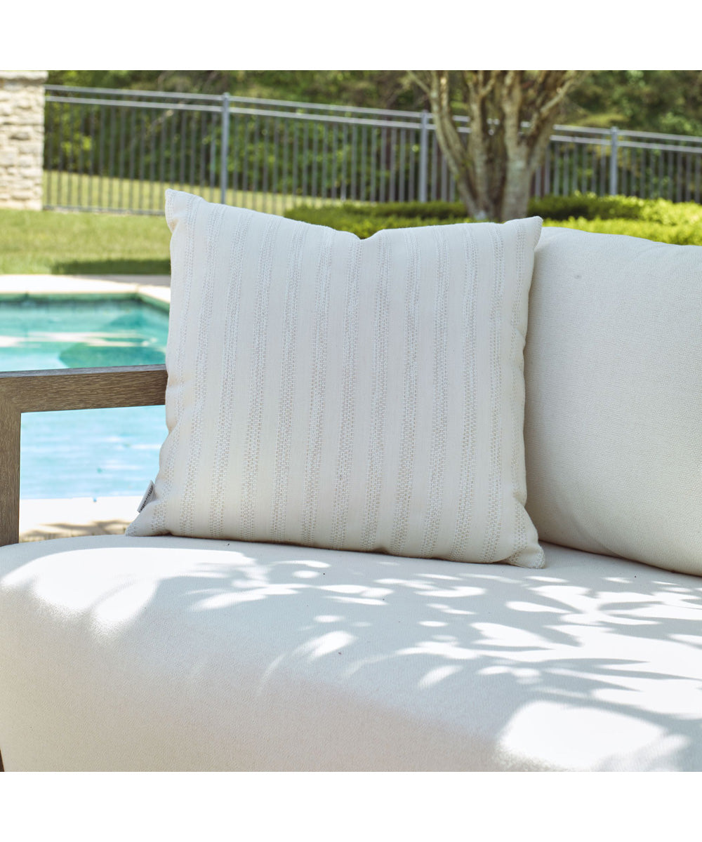 Basket Stripe Ivory Outdoor Pillow