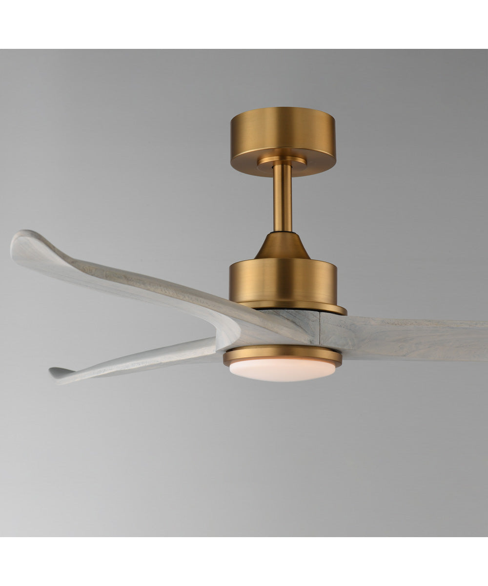 Woodwind 52 inch Solid Wood Blade Fan w LED Light Kit Natural Aged Brass