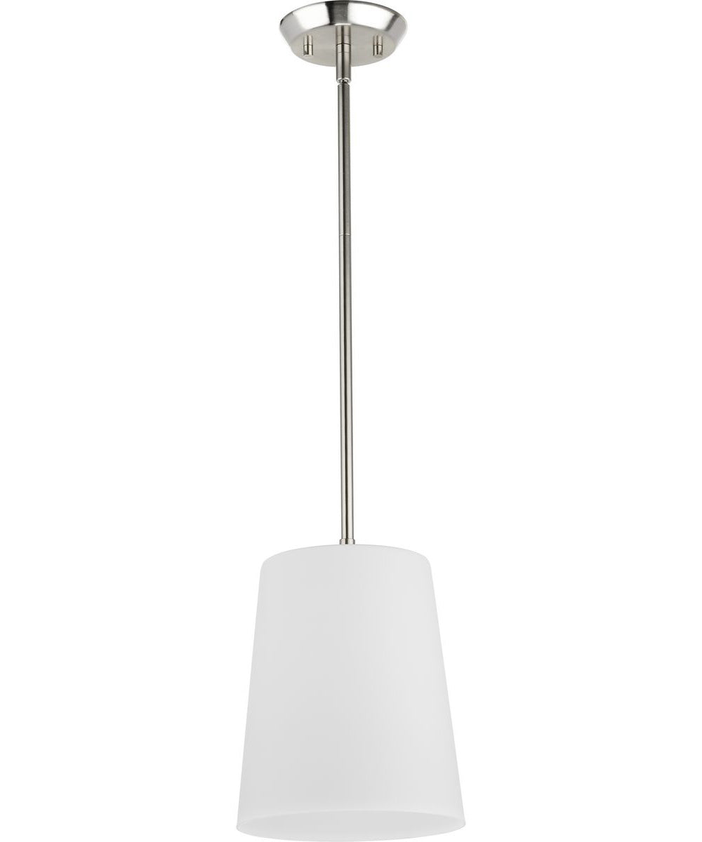 Clarion 1-Light Etched White Pendant P500429 Brushed Nickel
