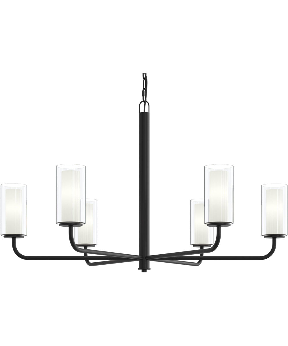 Mack 6-Light Chandelier with Layered Glass Shades Matte Black