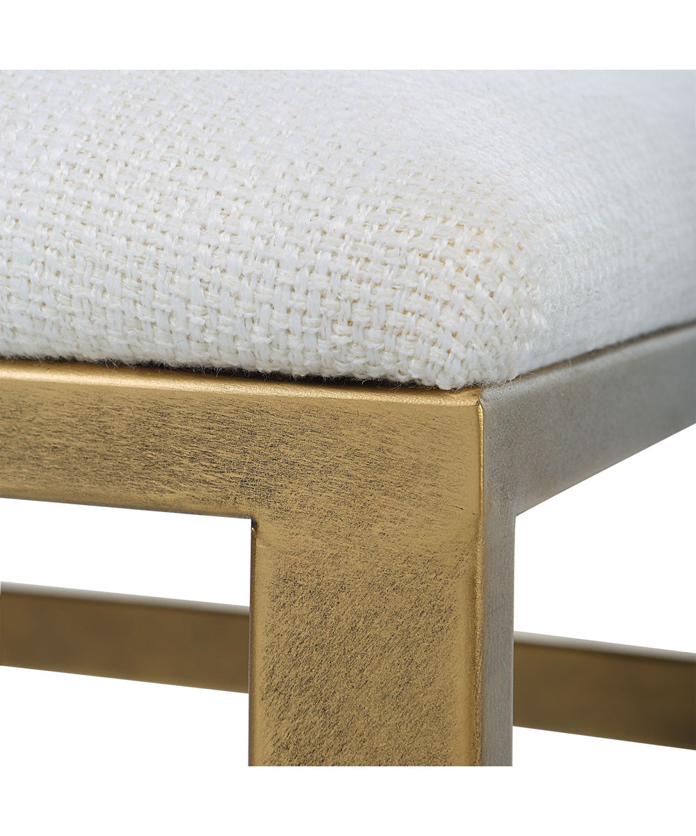 Modern Iron Bench in Antique Brushed Brass with Cushion
