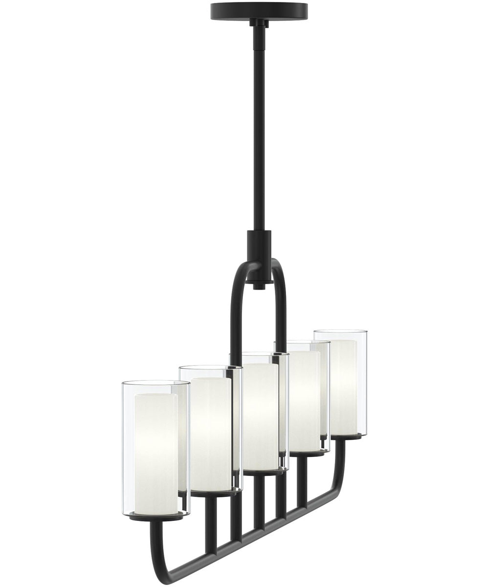 Mack 5-Light Linear Chandelier with Layered Glass Shades Matte Black