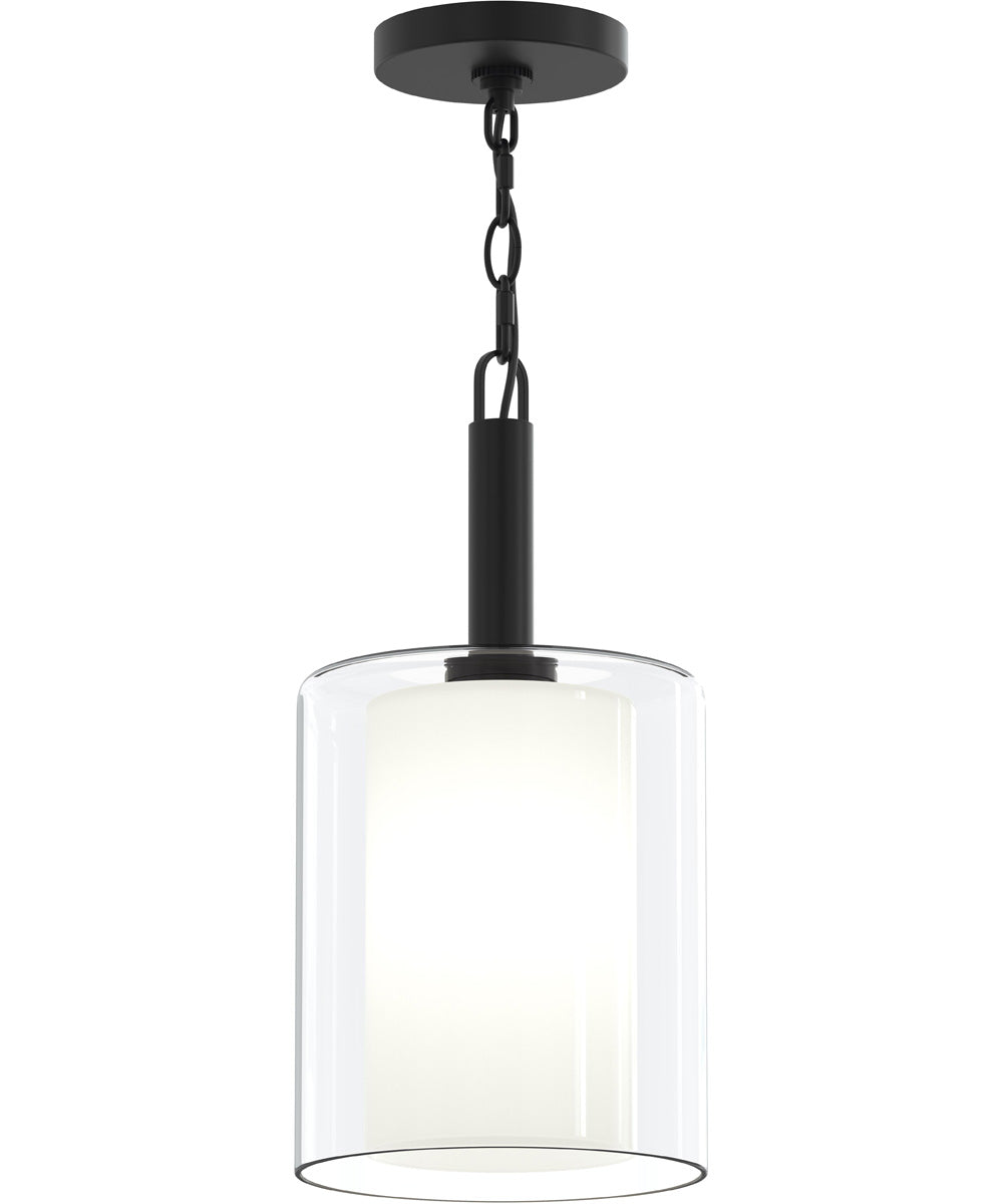 Mack 1-Light Pendant with Layered Glass Shade Matte Black