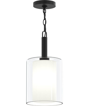 Mack 1-Light Pendant with Layered Glass Shade Matte Black