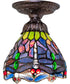 7" Wide Tiffany Hanginghead Dragonfly Flushmount Light