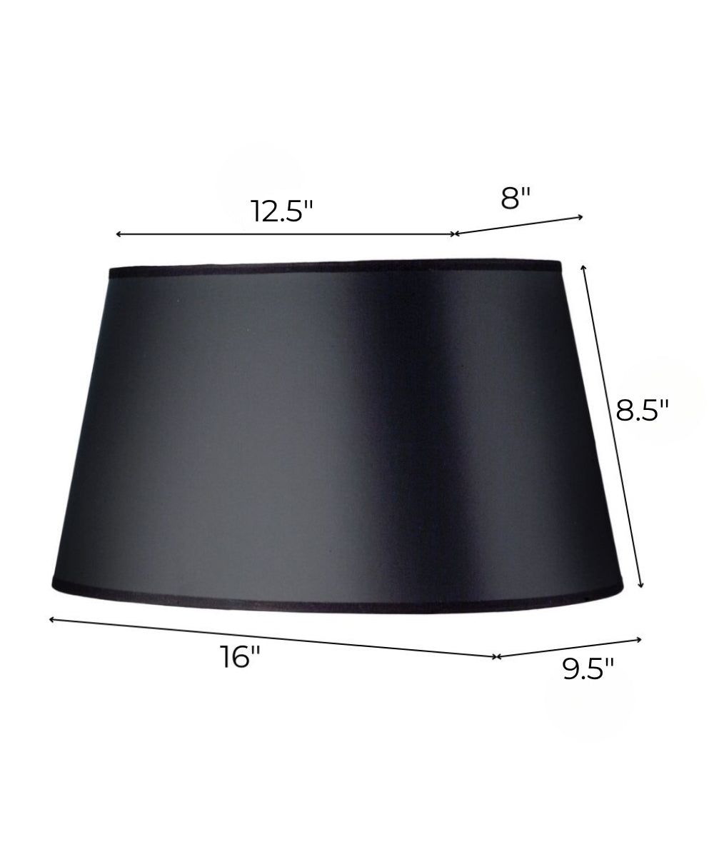 (8 x 12.5) x (9.5 x 16) x 8.5 Black Opaque/Gold Foil Tapered Oval Hardback Lampshade