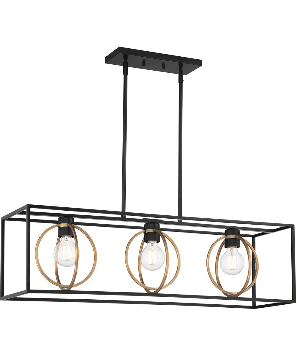 Kew Gardens 3 Light Island Matte Black