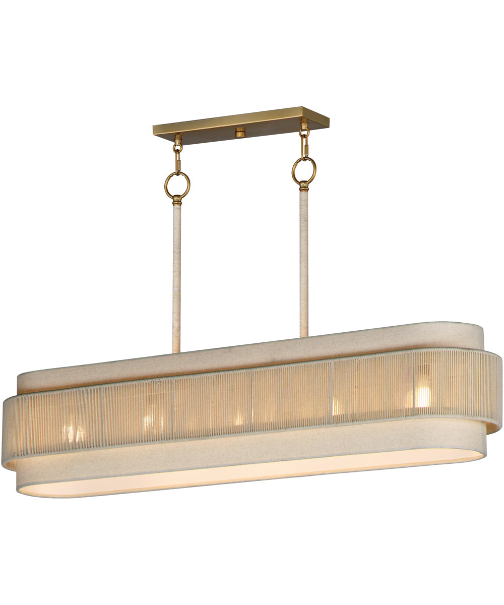 Seacliff 5-Light Linear Chandelier Natural Aged Brass
