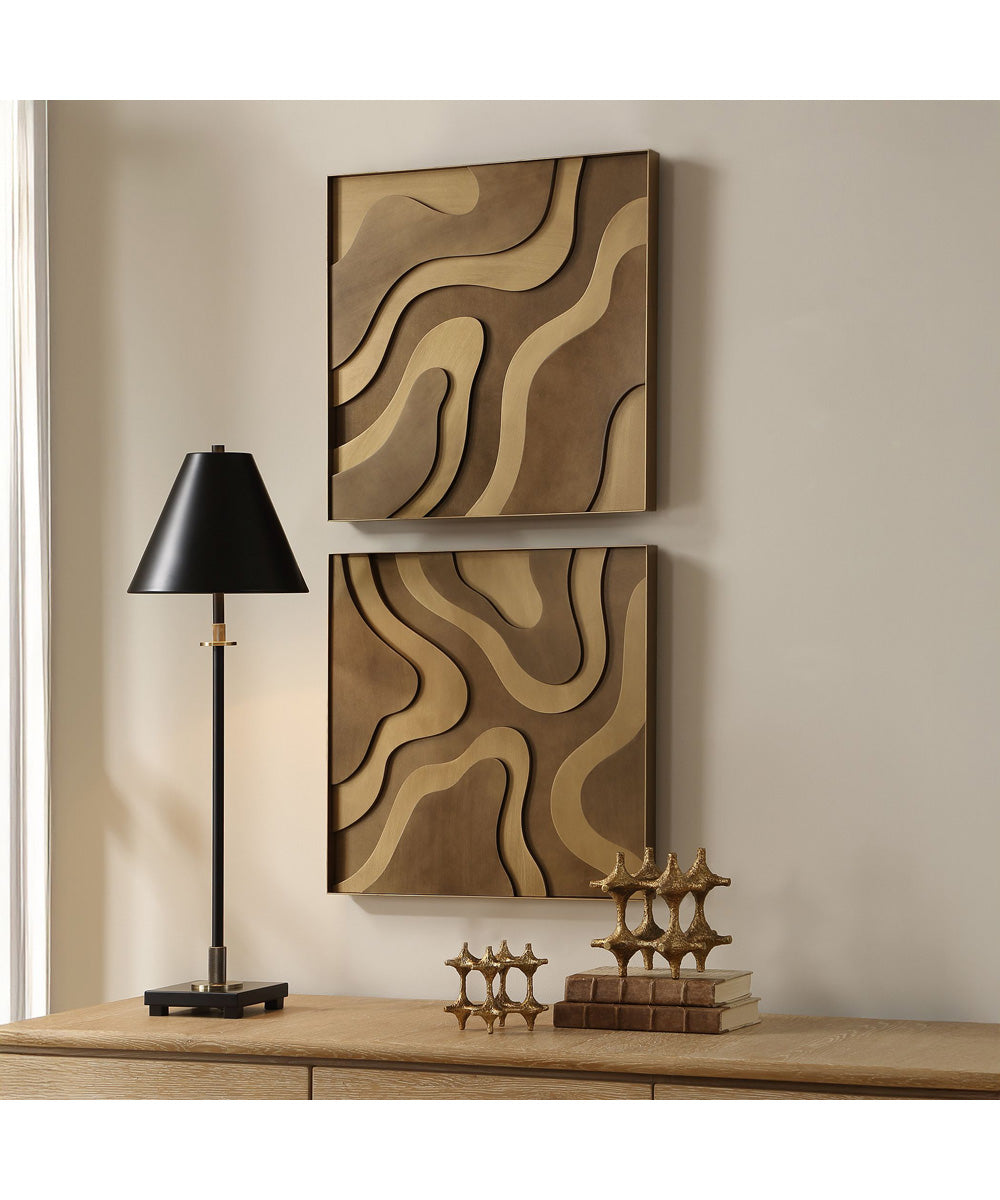 Golden Terrain Wooden Wall Decor Set of 2