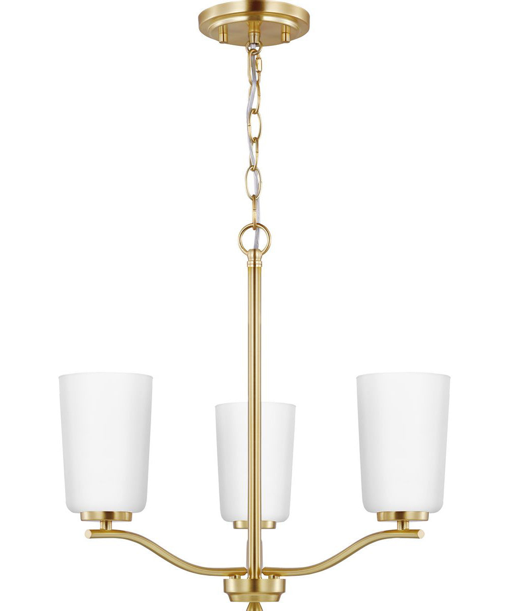 Adley 3-Light Etched White Glass Semi-Flush Convertible Light Satin Brass