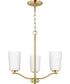Adley 3-Light Etched White Glass Semi-Flush Convertible Light Satin Brass