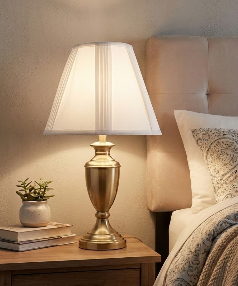 7x14x11 White Linen French Drape Hardback Empire Lampshade