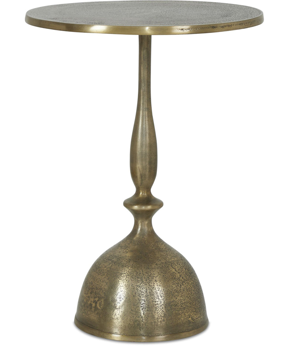 Round Accent Table with Turned Pedestal in Antique Brass