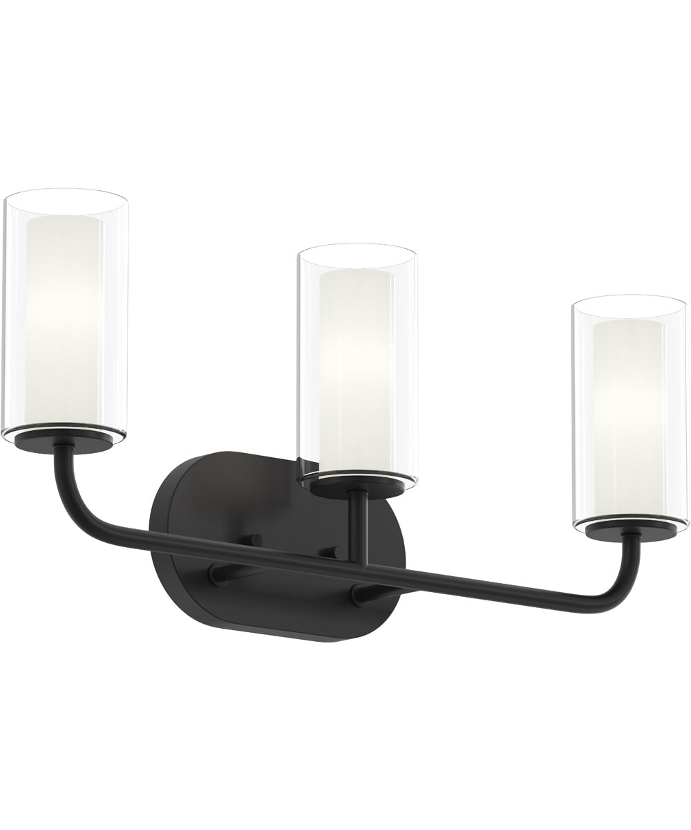Mack 3-Light Vanity Light with Layered Glass Shades Matte Black