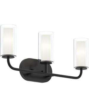 Mack 3-Light Vanity Light with Layered Glass Shades Matte Black