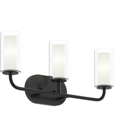 Mack 3-Light Vanity Light with Layered Glass Shades Matte Black