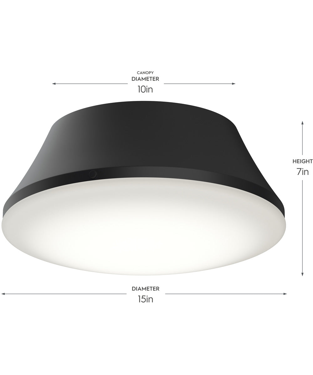 Avra Large 3-Light Flush Mount with Etched White Glass Shade Matte Black