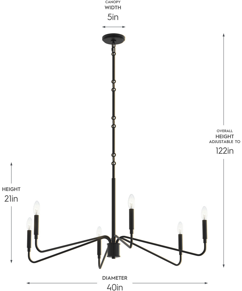 Pilar 6-Light Chandelier Matte Black