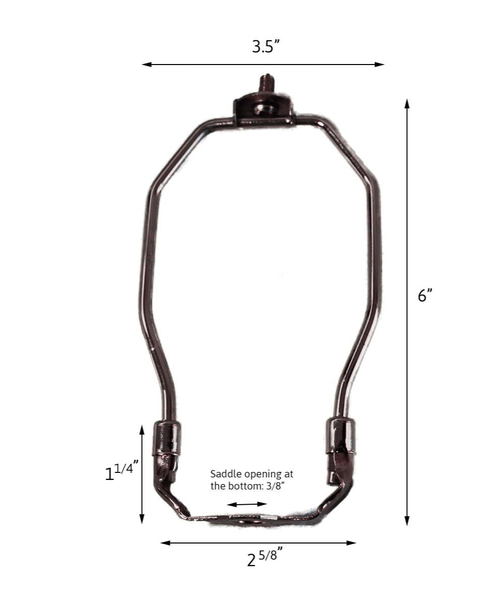 6" Dark Antique Brass Heavy Duty Harp Fitter For Lamp Shades