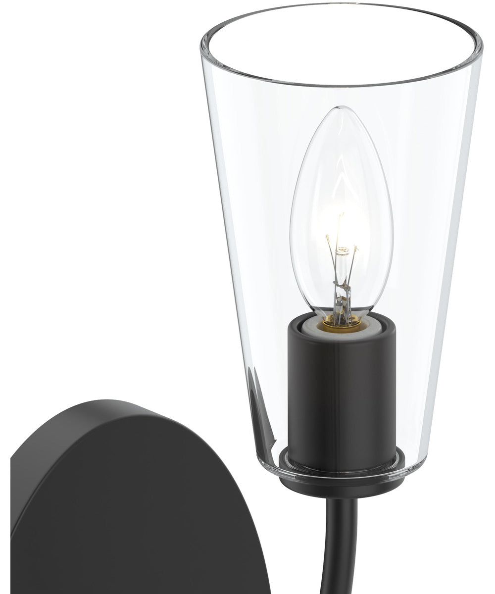 Jheni 1-Light Wall Sconce with Clear Glass Shades Matte Black