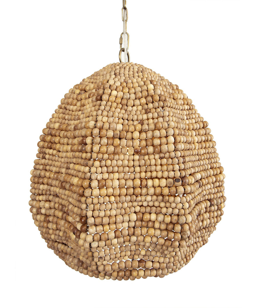 Kauri 1 Light Wooden Bead Pendant