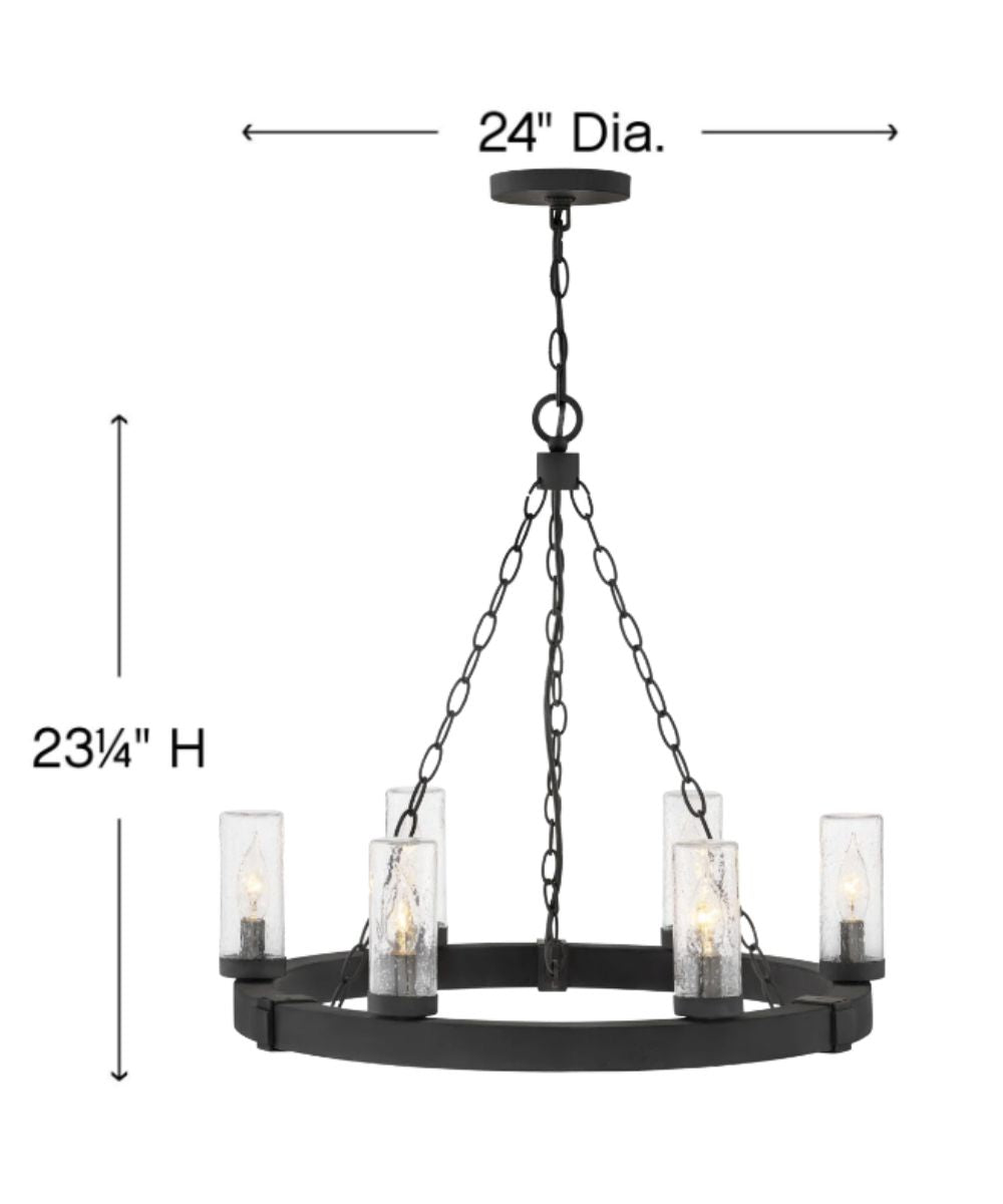Sawyer 6-Light Medium Single Tier Chandelier 12v in Black
