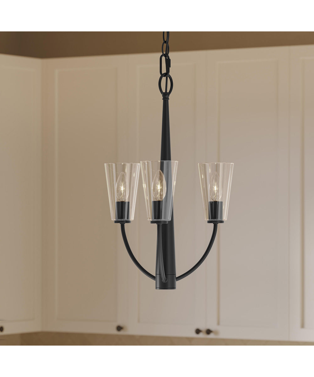 Jheni 3-Light Chandelier with Clear Glass Shades Matte Black