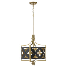 Mariposa 3-light Pendant Matte Black w/Aged Brass