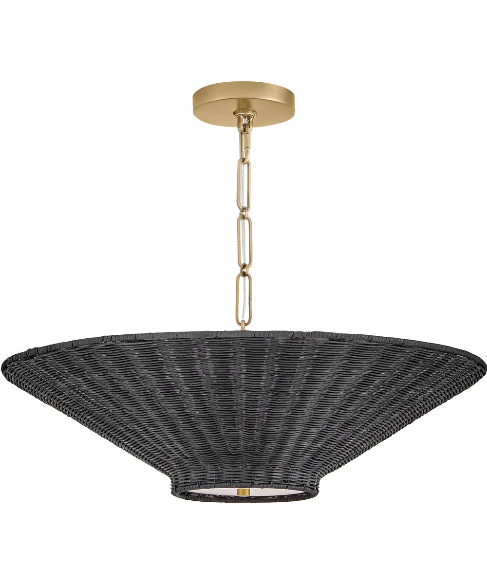 Delia 4-Light Small Convertible Chandelier in Lacquered Brass