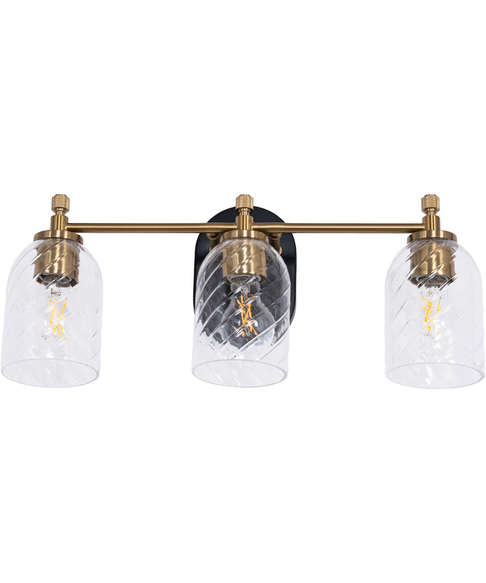 Council 3-Light Lighting Flat Black/Satin Brass