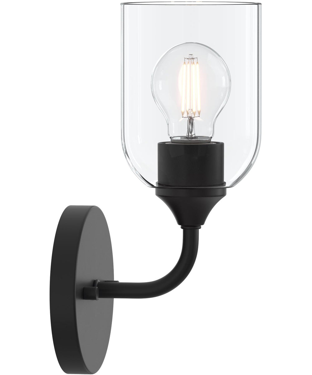 Ilia 1-Light Wall Sconce with Clear Glass Shade Matte Black