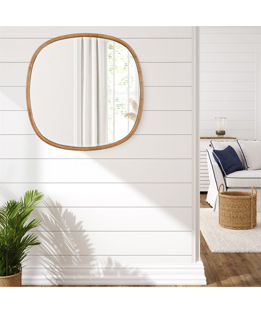 34x34" Wall Mirror in Natural Rattan