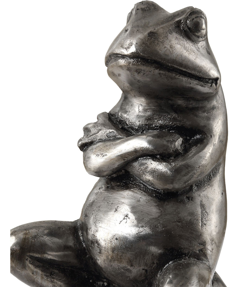 Daydreaming Frogs Aged Silver Bookends, Set of 2
