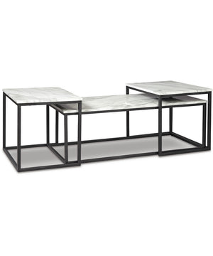 Donnesta Occasional Table Set Set of 3 Gray/Black