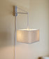 MAST Plug-In Wall Mount Pendant, 2 Light White Cord/Arm with Diffuser, Rounded Corner Square Oatmeal Drum Shade 14"W