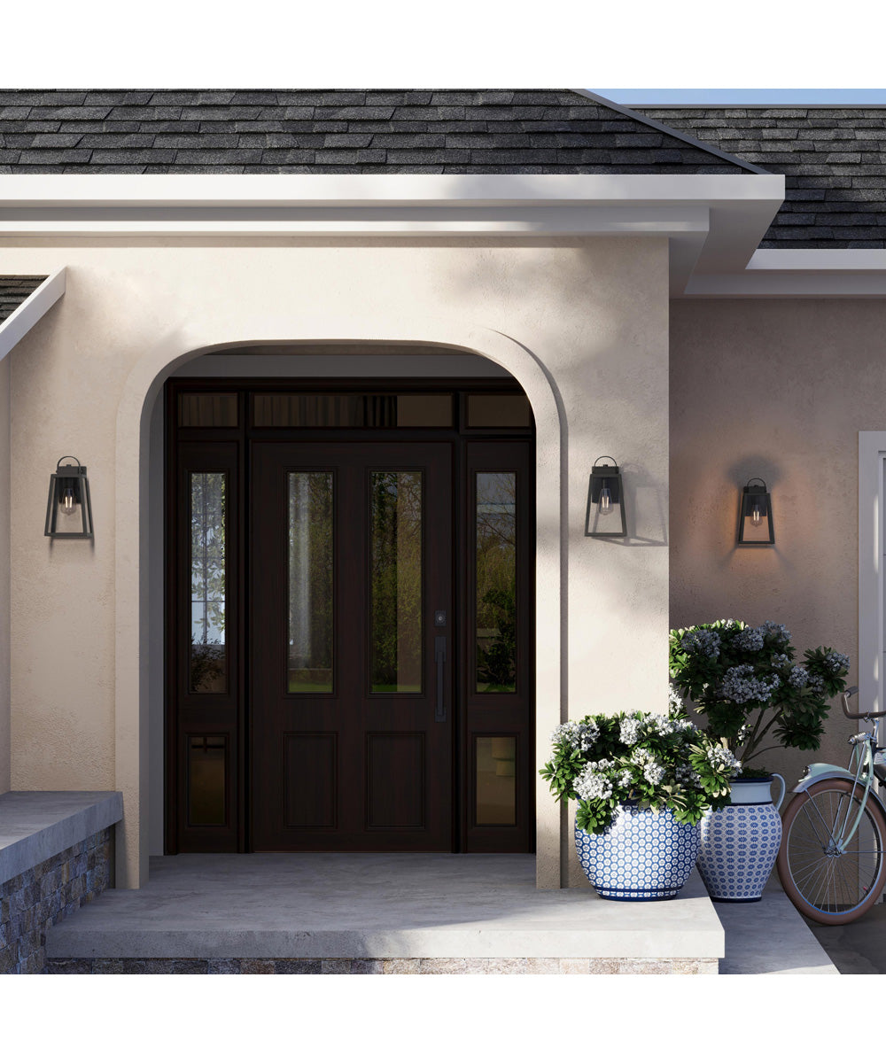 Hedry Medium Outdoor Wall Lantern with Clear Glass Panels Matte Black
